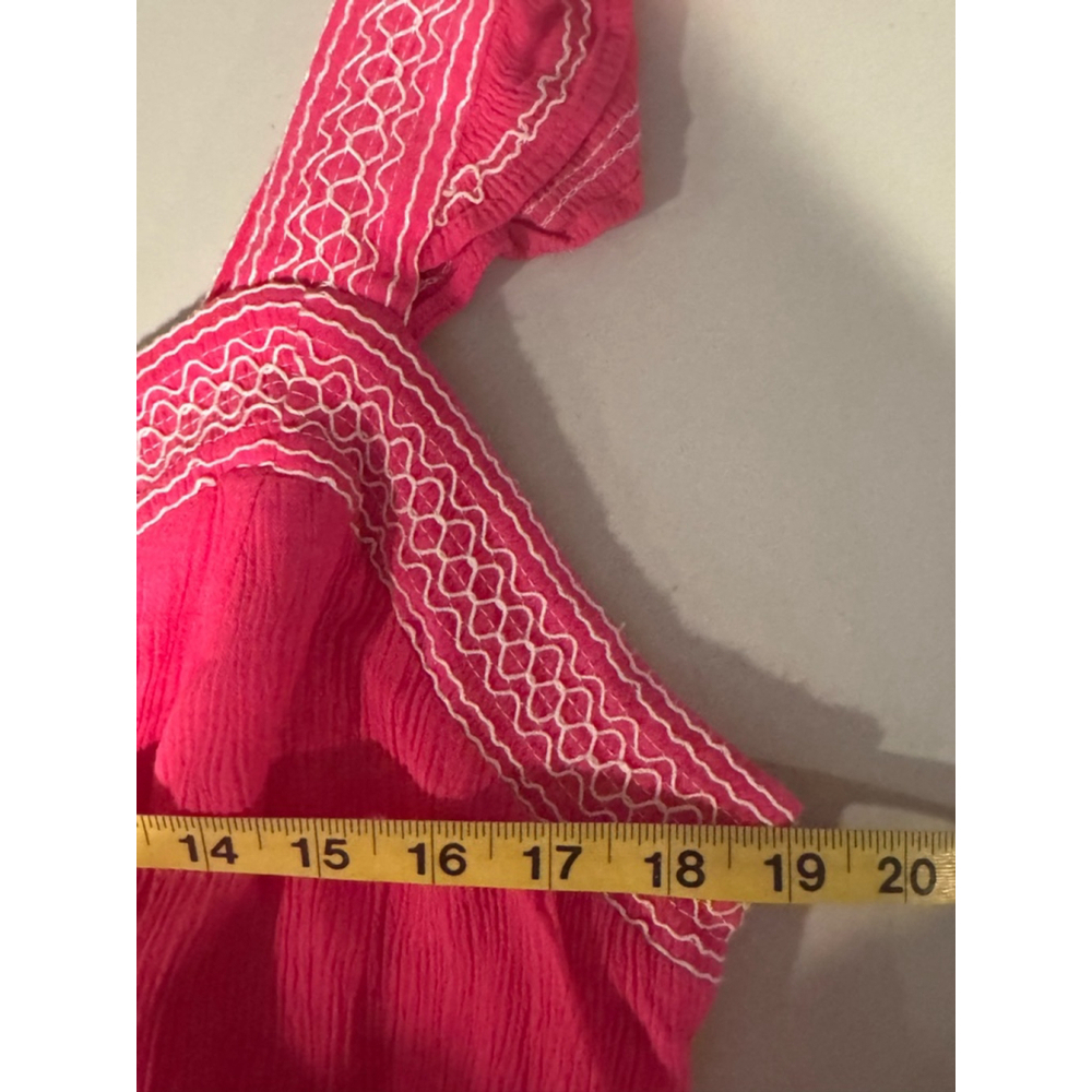 Torrid Babydoll Crinkle Gauze Embroidered Tiered Pink Top, Size 2/18-20 - Picture 7 of 10
